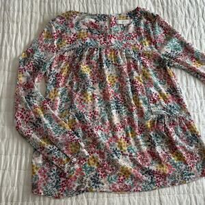 LOFT Semi-Sheer Long Sleeve Spring/Summer Floral Blouse